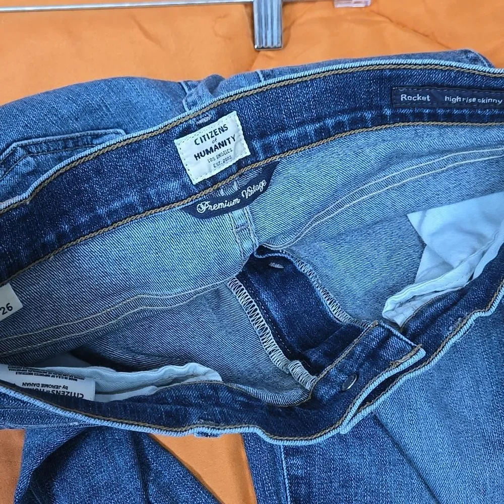 Citizen of Humanity Rocket Crop High Rise Skinny Jeans Blue Size 26 Aritzia - Picture 8 of 9